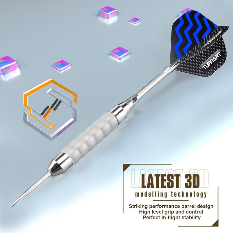 Turnart Darts Metal Tip Set - Steel Tip Darts Darts Set Professional Metal Darts 12 pcs 22/24 Grams Pro Dart Set with Stylish Case Aluminum Shafts Extra 9 Flights - Image 3